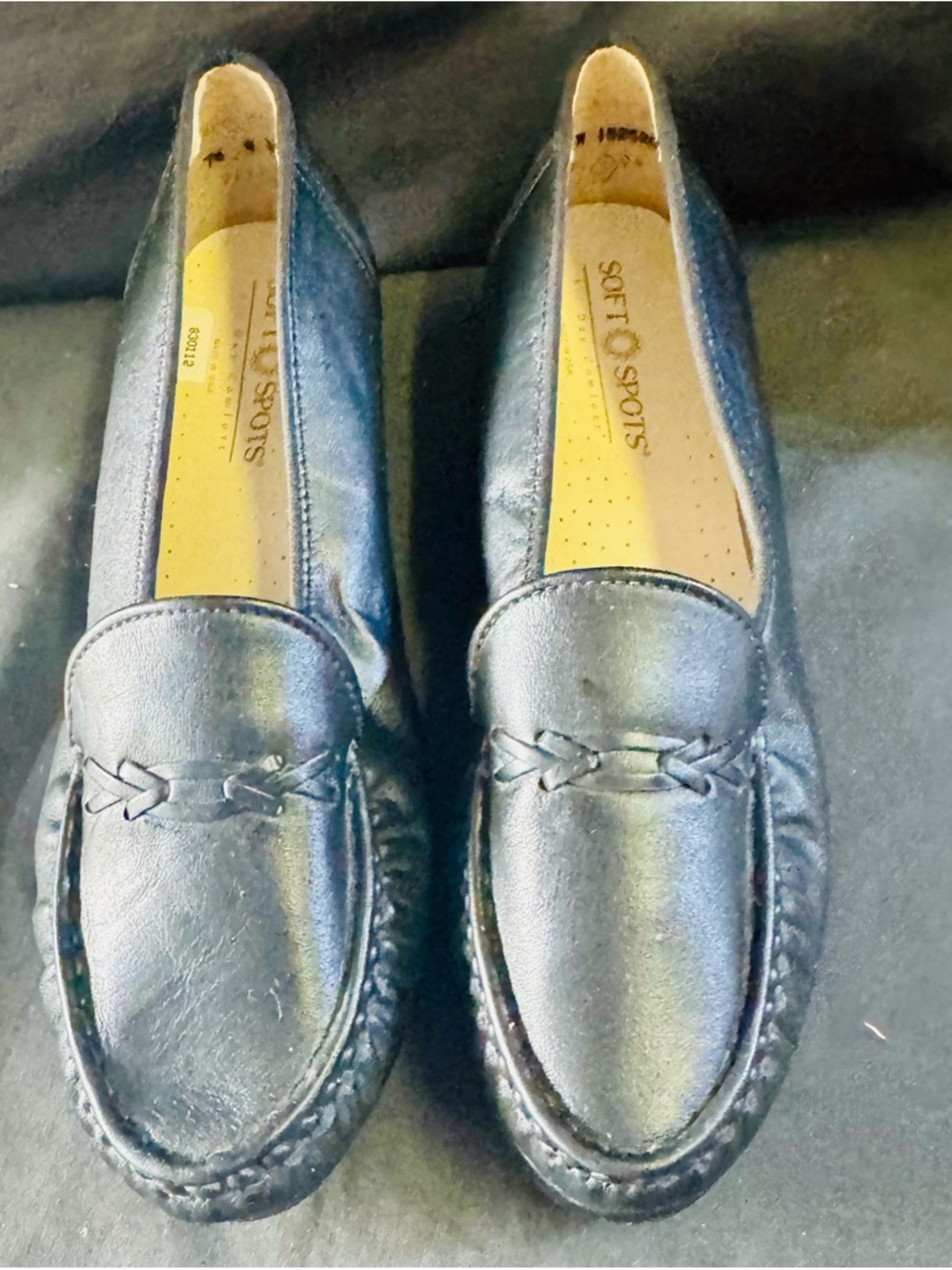 Soft Spots Black Leather Moccasin Loafers